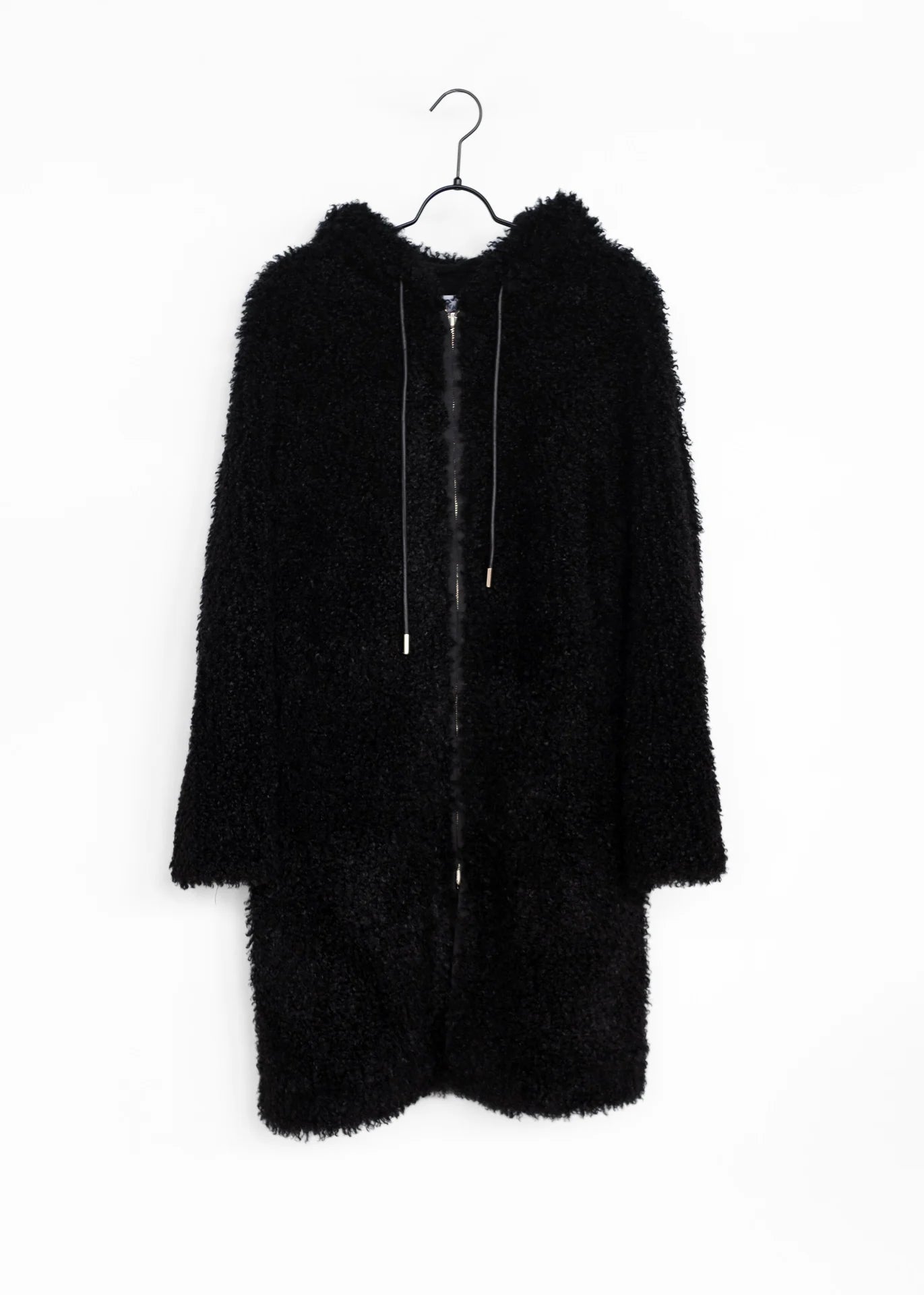 Curly Faux Fur Coat with Hood