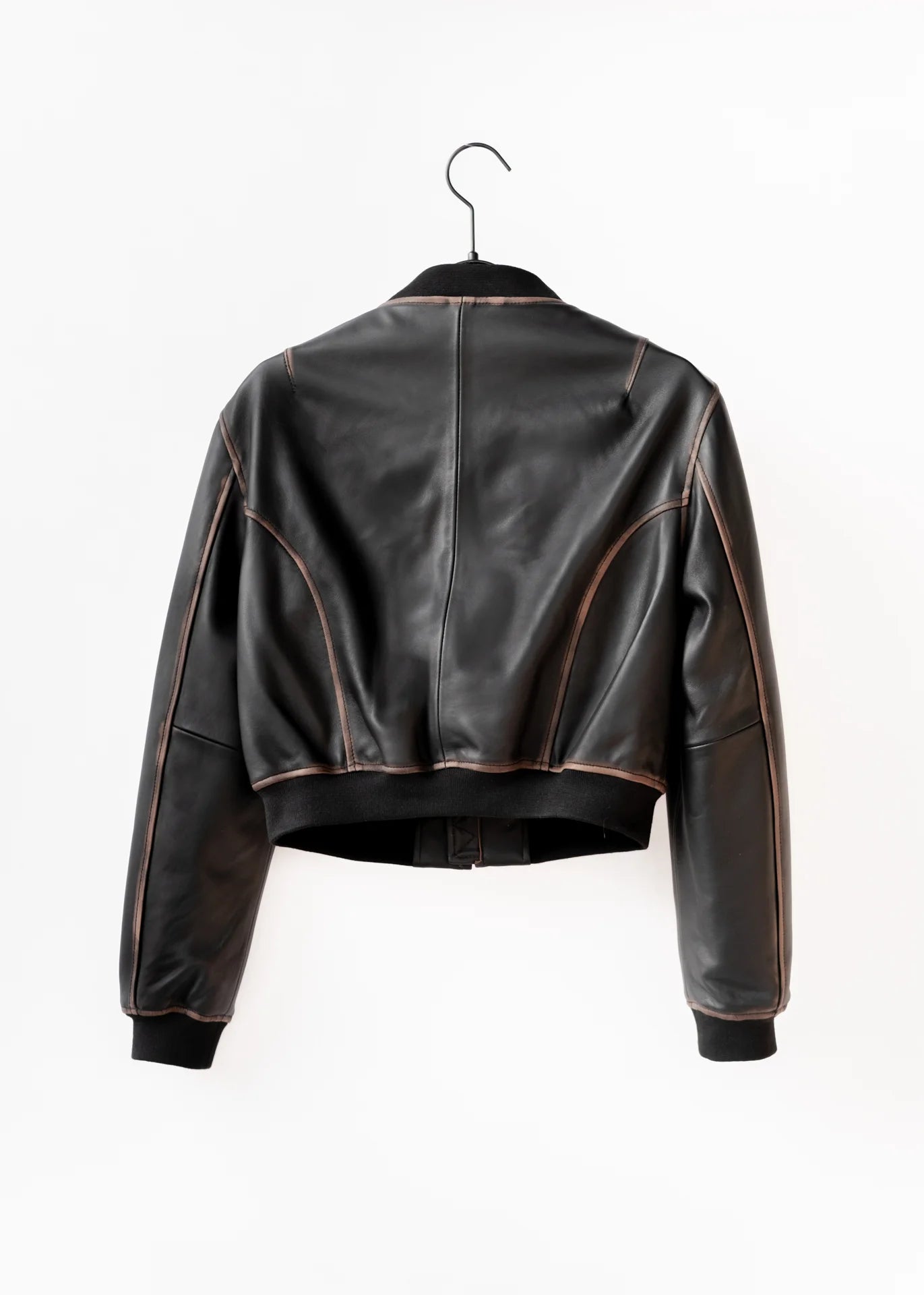 Leather bomber jacket with vintage finish