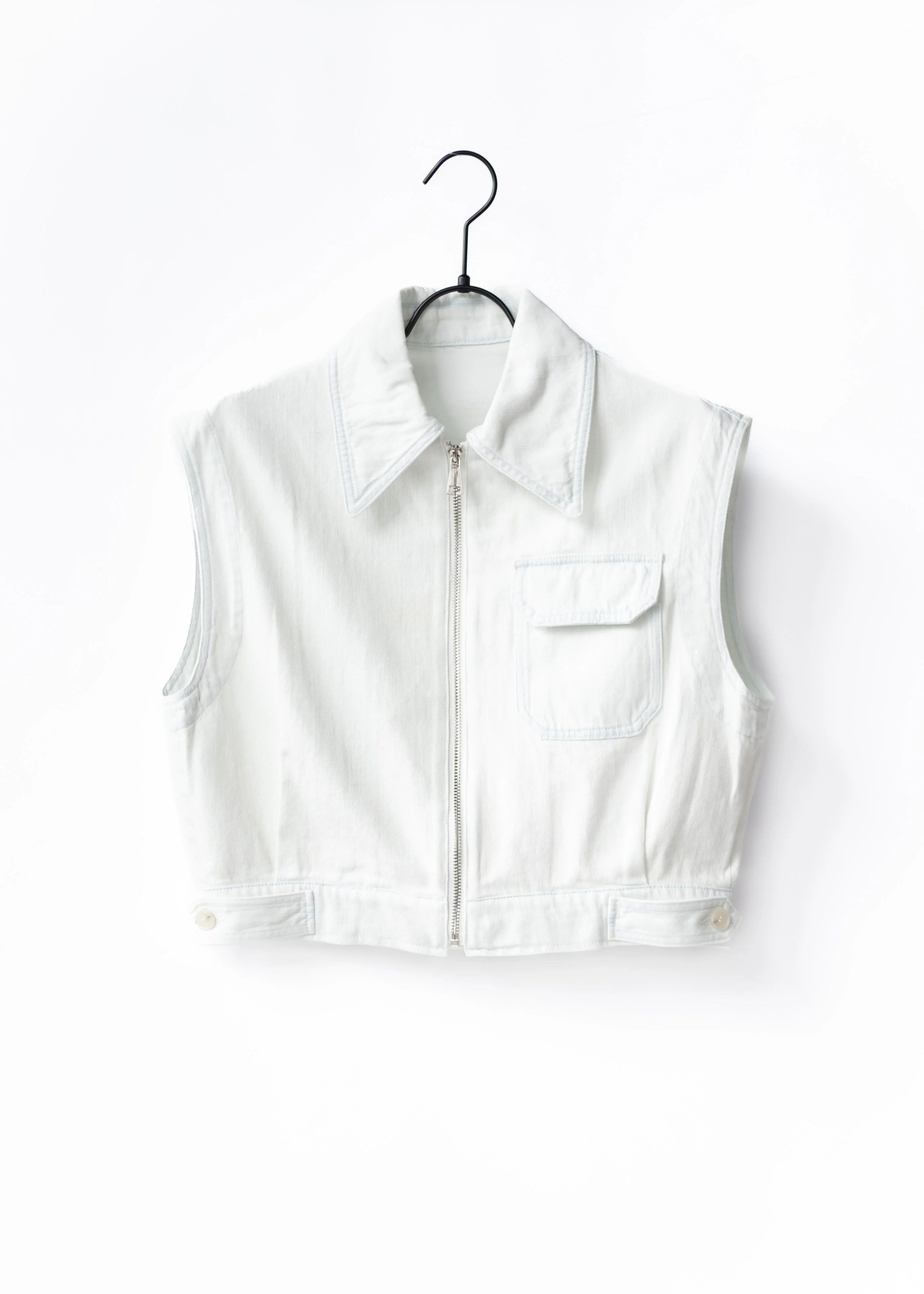 Cropped denim vest
