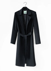 Langer Wollmantel mit Gürtel