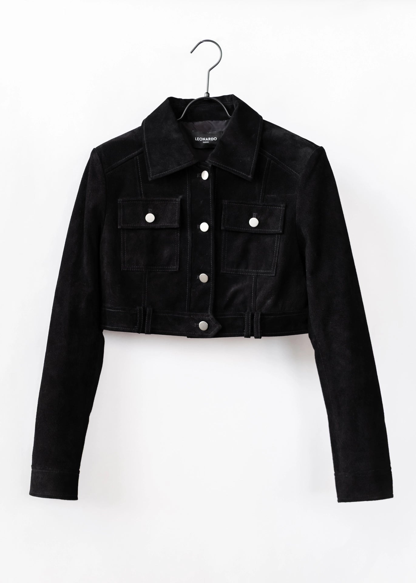 Cropped suede jacket – Black – Leonardo Zürich
