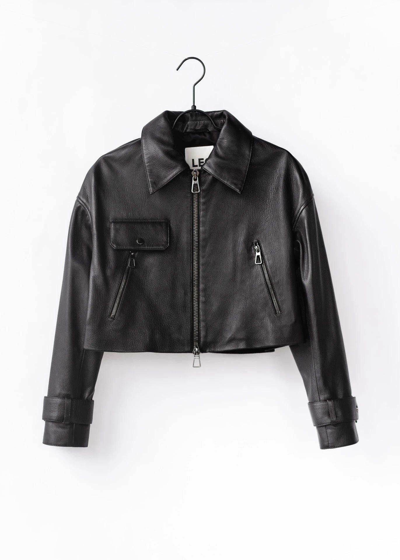 Cropped leather jacket