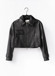 Cropped leather jacket
