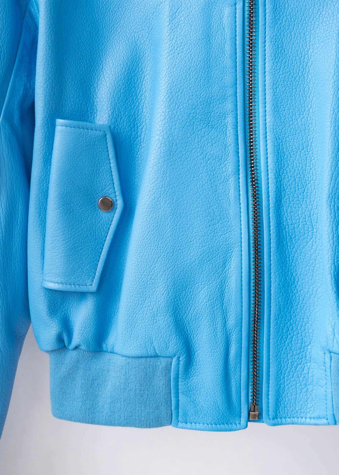 Leather utility bomber jacket