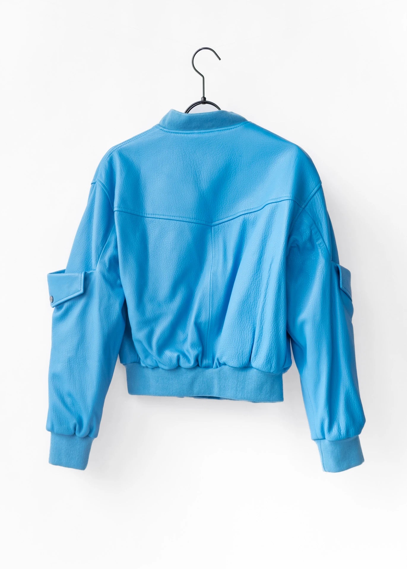 Leather utility bomber jacket