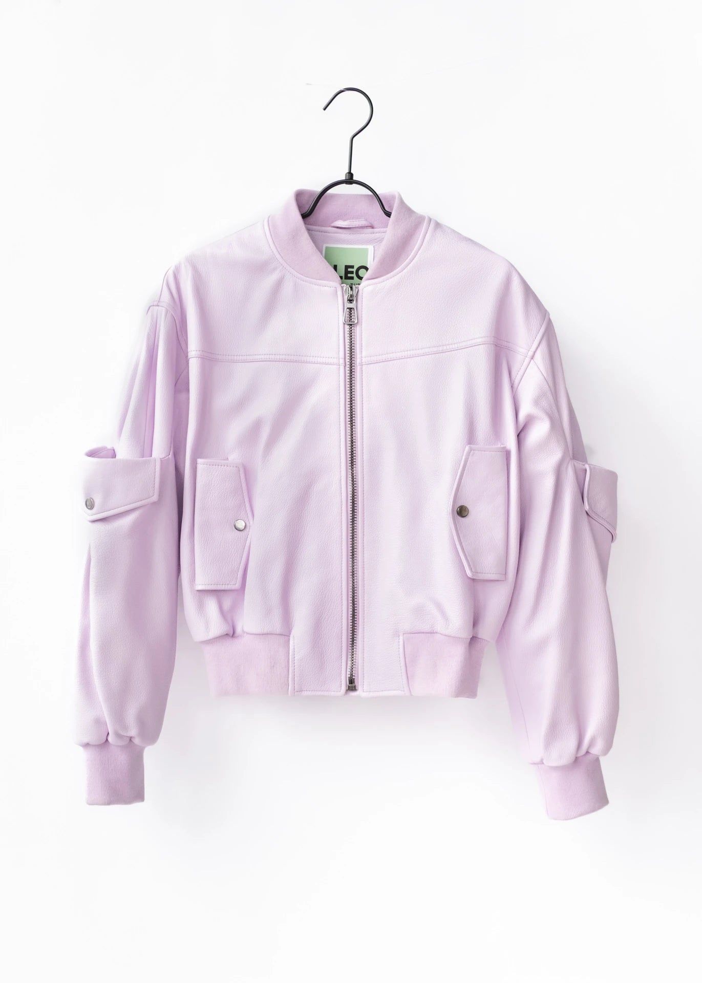 Leather utility bomber jacket