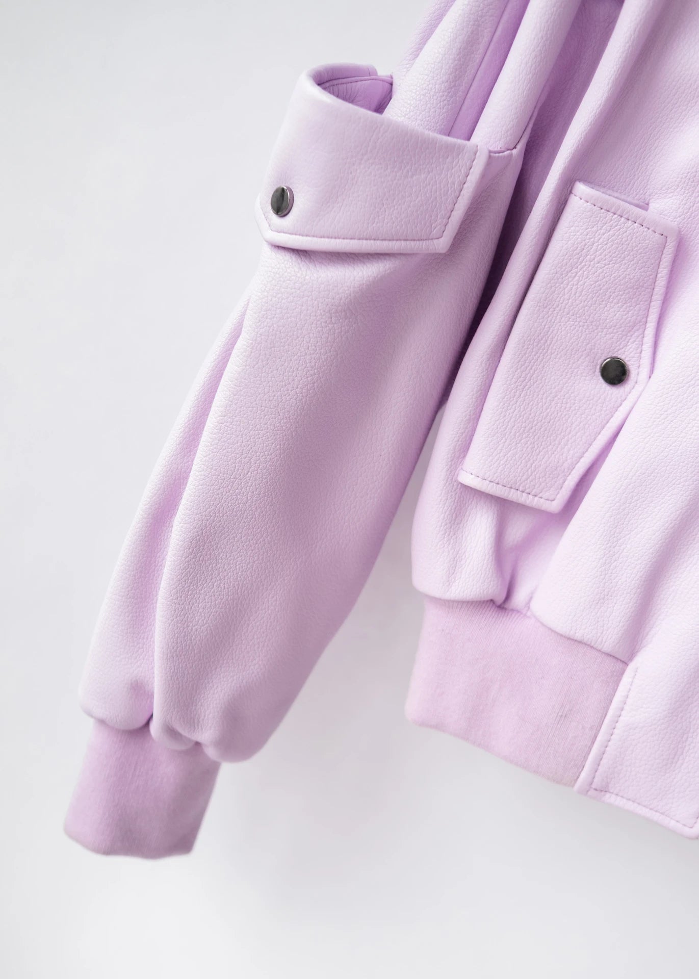 Leather utility bomber jacket