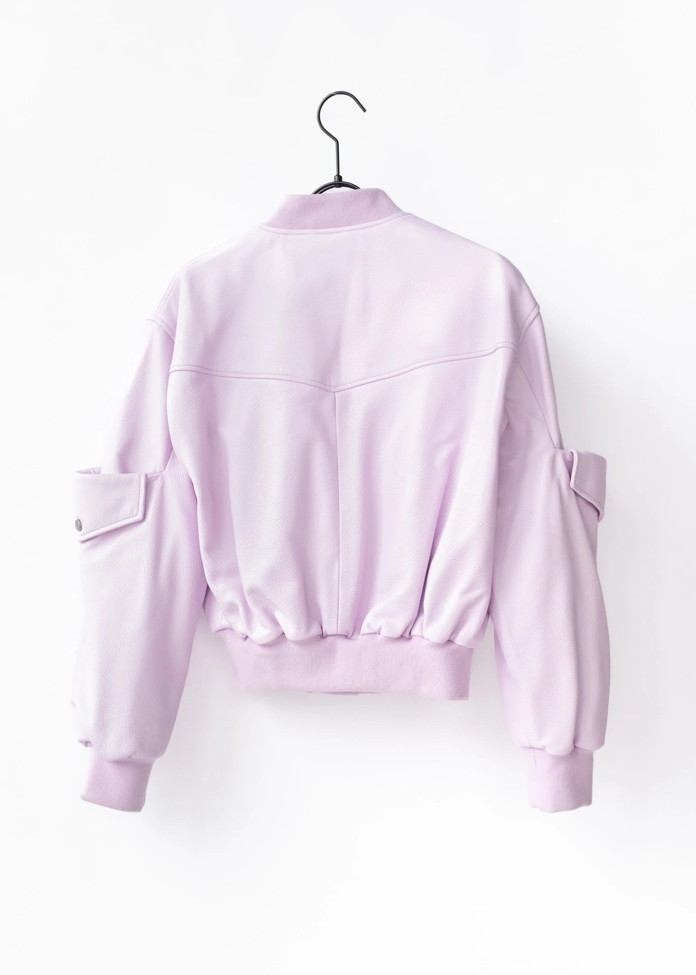 Leather utility bomber jacket