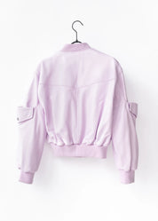 Leather utility bomber jacket