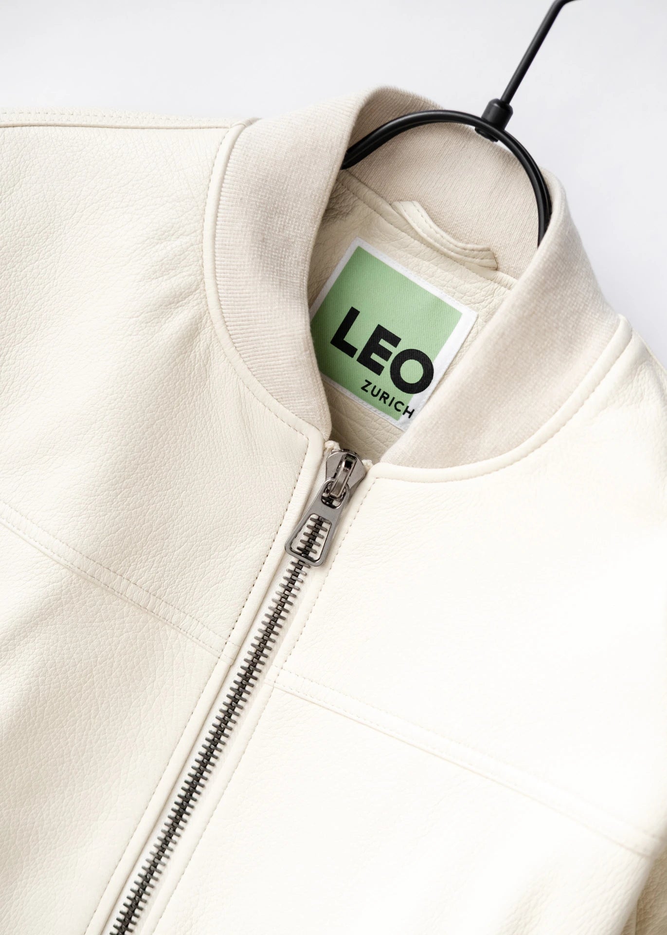 Leather utility bomber jacket