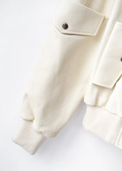 Leather utility bomber jacket