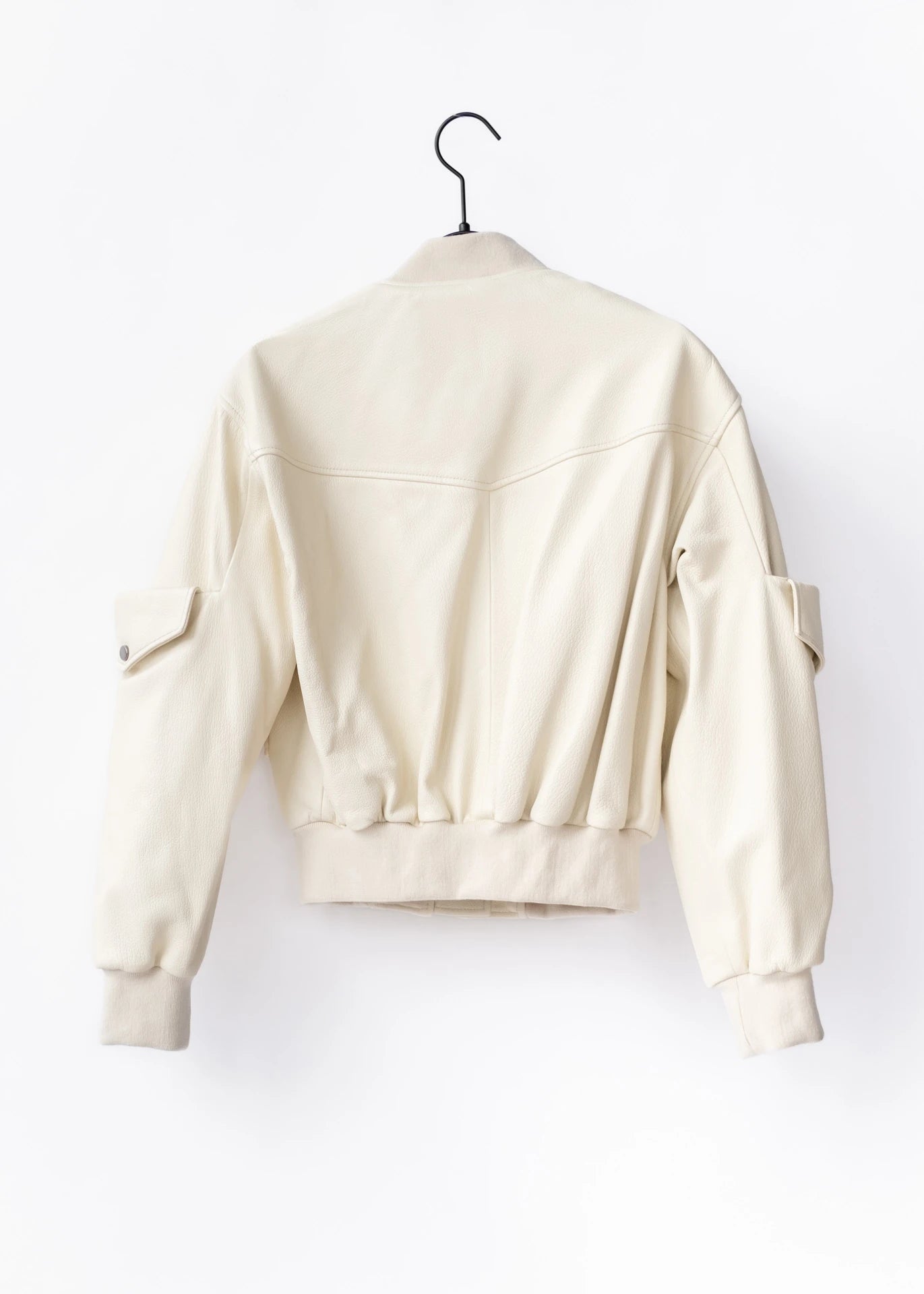 Leather utility bomber jacket