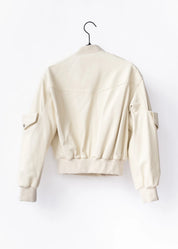 Leather utility bomber jacket