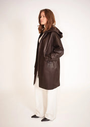 Ledermantel mit Kapuze