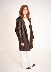 Ledermantel mit Kapuze