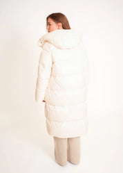 Langer Daunenmantel mit Kapuze