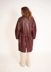 Leather Coat with Stand Collar