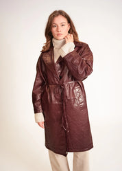 Leather Coat with Stand Collar