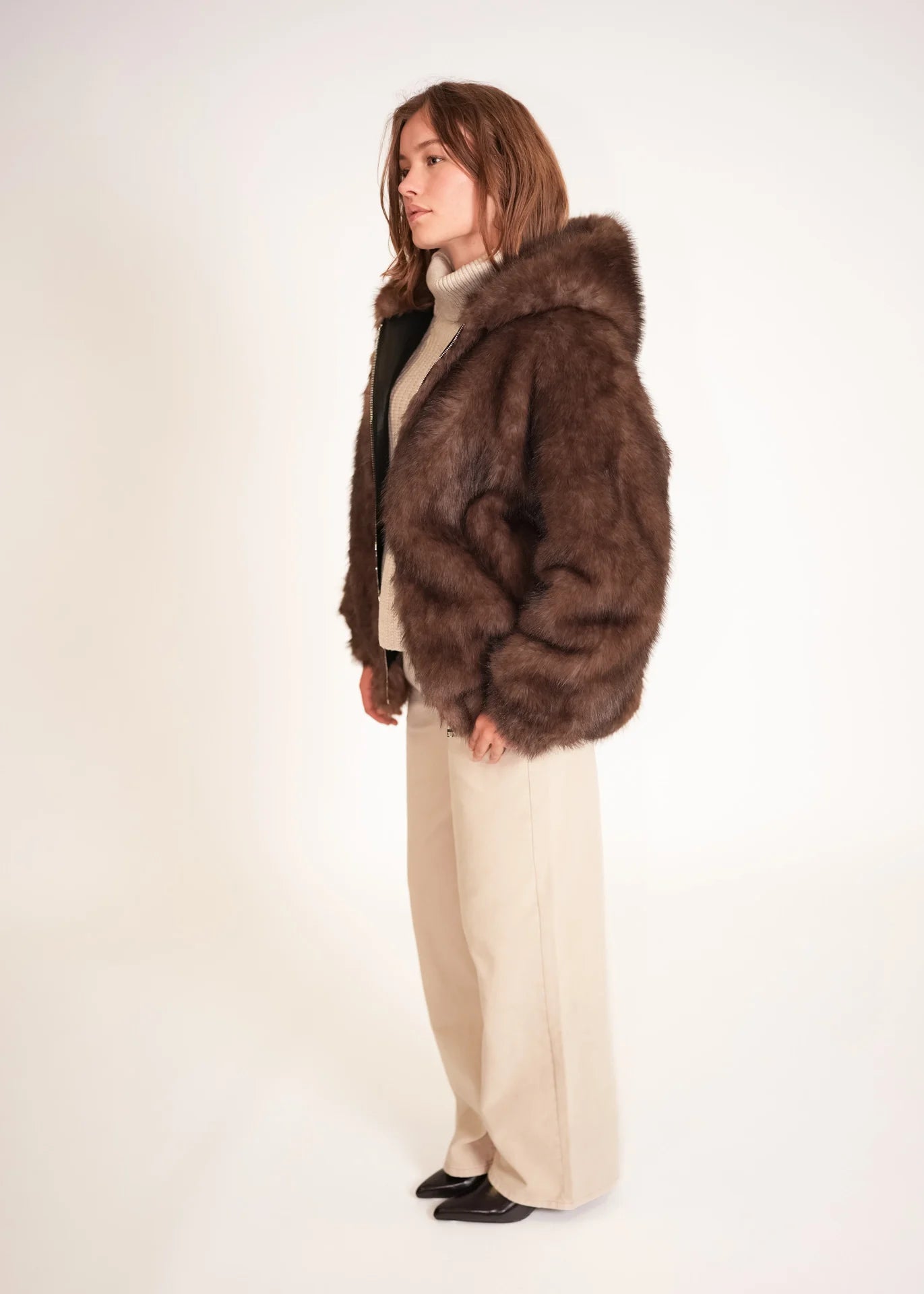 Faux Fur Hoodie Jacket