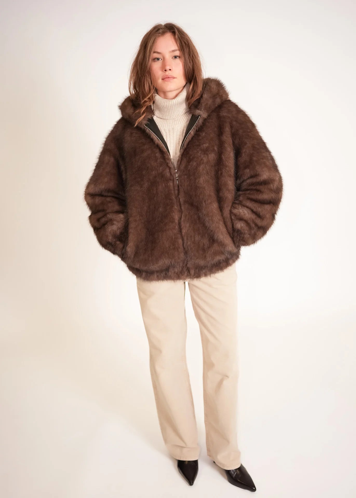 Faux Fur Hoodie Jacket
