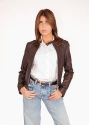 Lederjacke mit Stehkragen