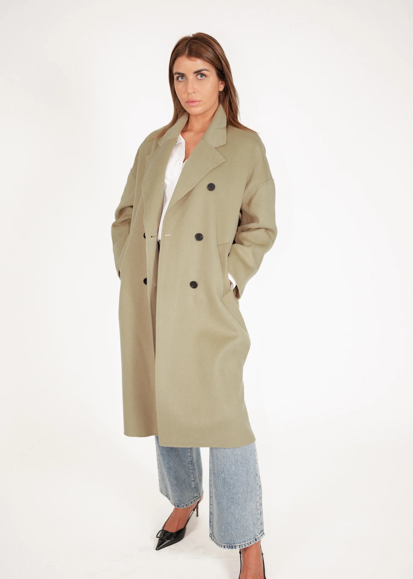 Oversized Wollmantel mit Zweireiher