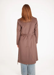 Langer Wollmantel mit Gürtel