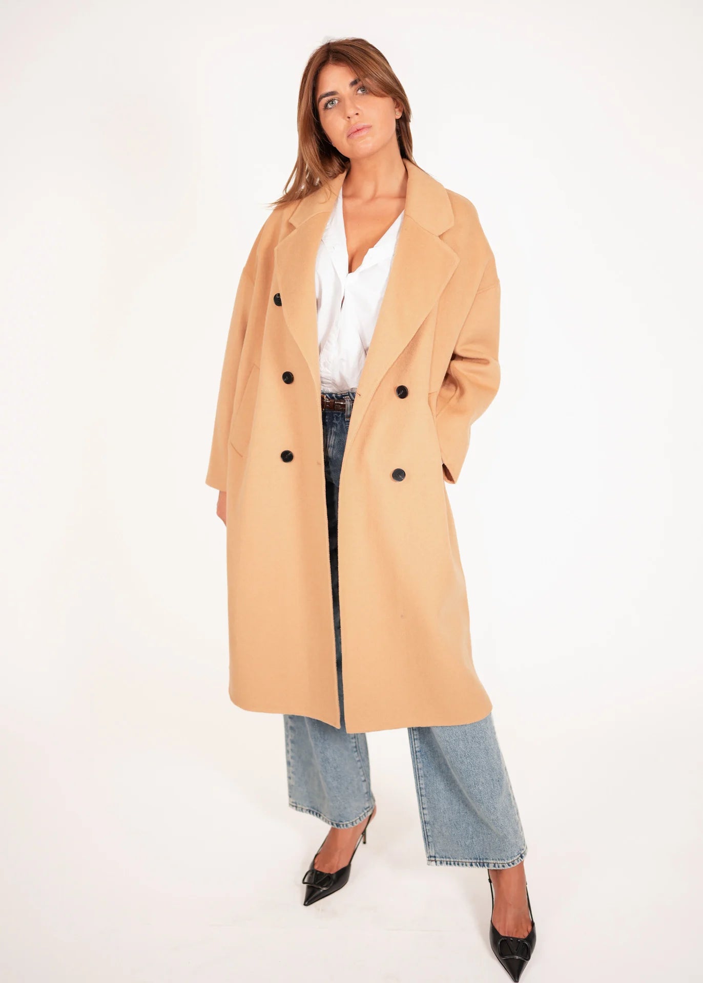 Oversized Wollmantel mit Zweireiher