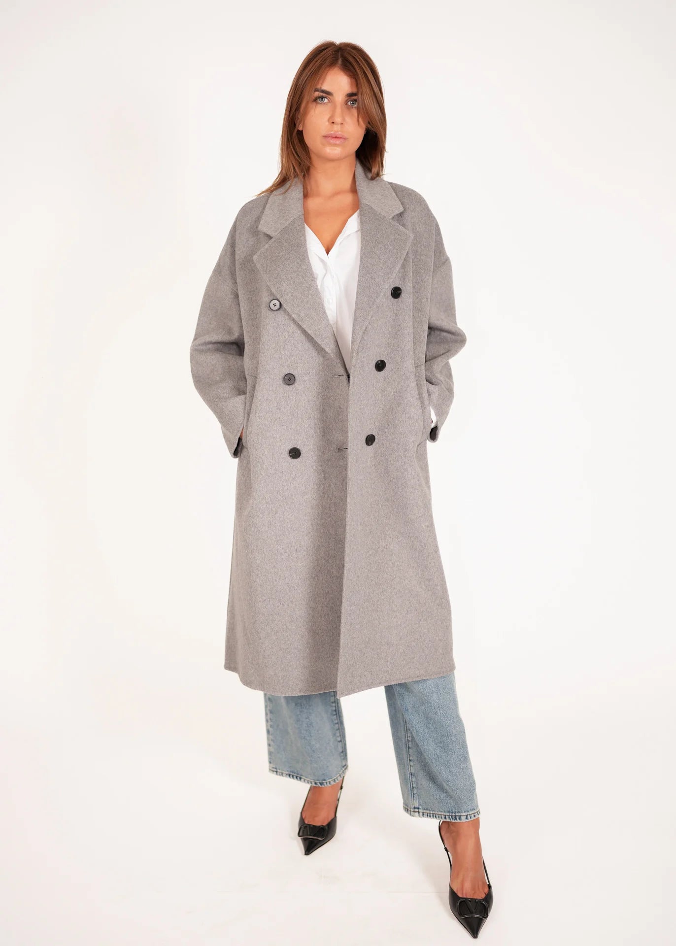 Oversized Wollmantel mit Zweireiher