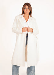 Langer Wollmantel mit Gürtel