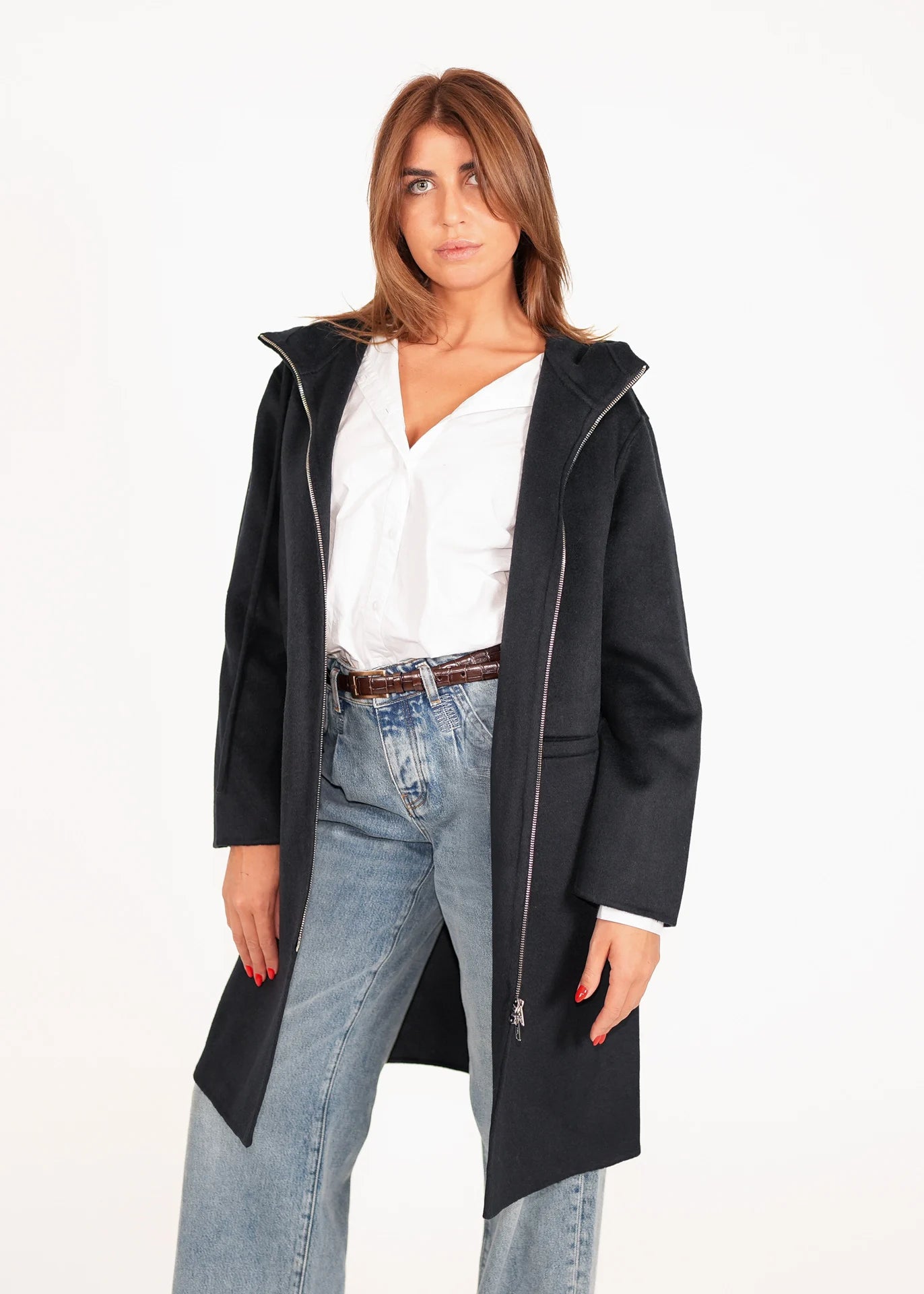 Wollmantel mit Kapuze