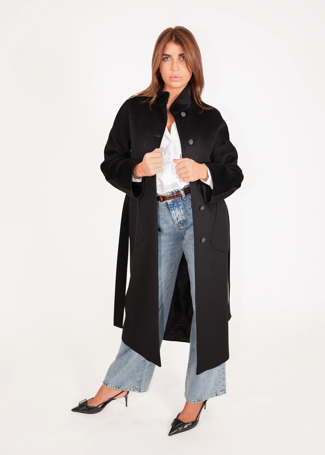 Wollmantel mit Stehkragen