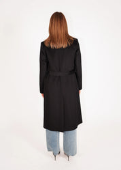 Langer Wollmantel mit Gürtel