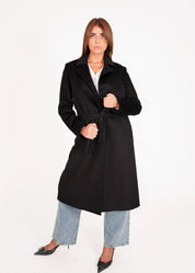 Langer Wollmantel mit Gürtel