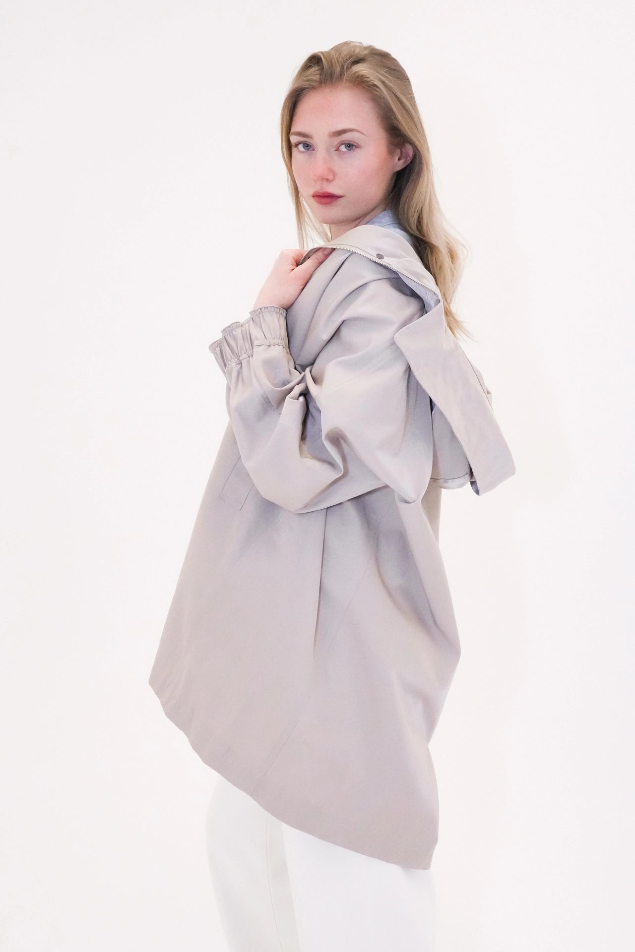 Minimalist hooded trench jacket