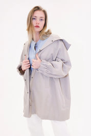 Minimalist hooded trench jacket