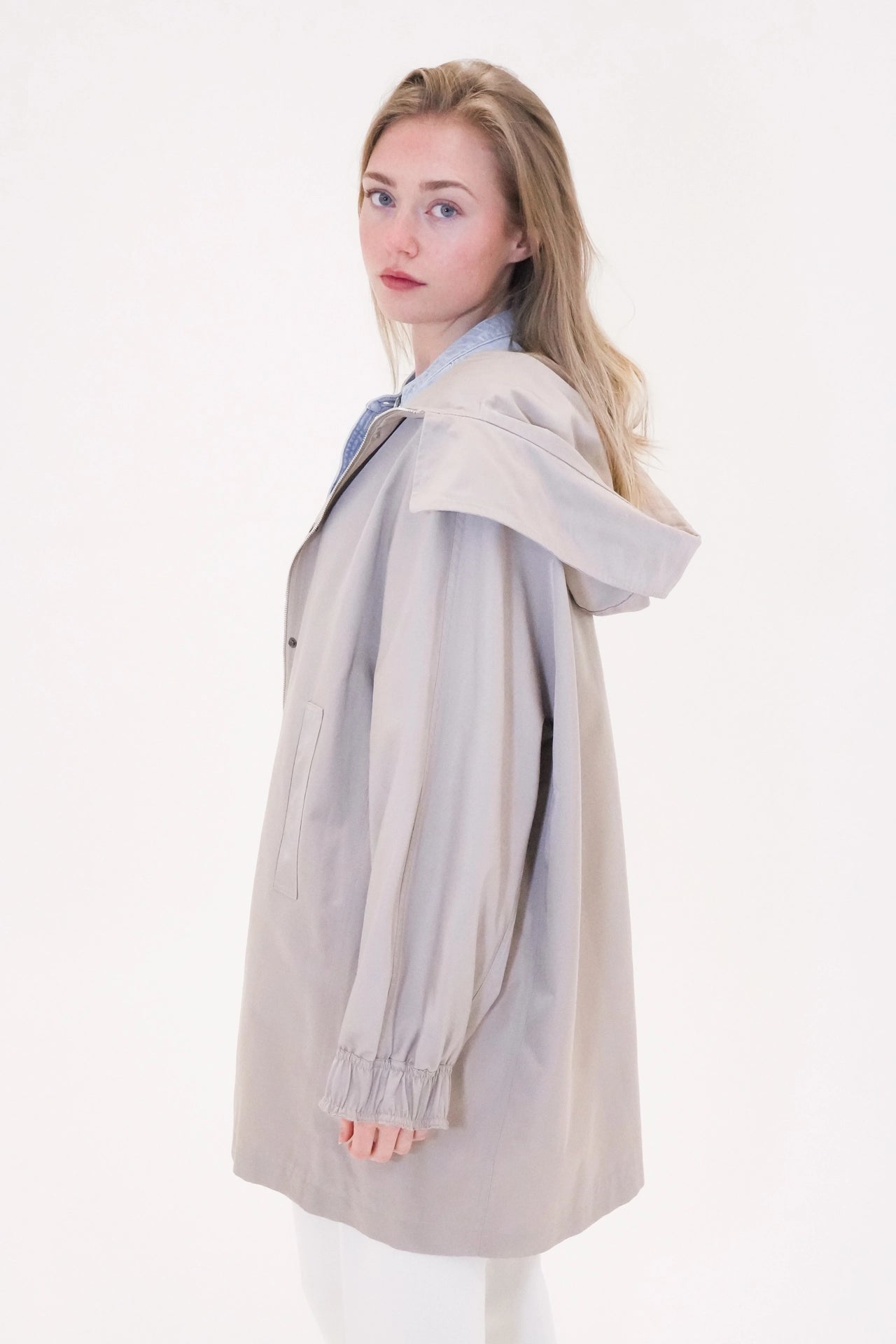 Minimalist hooded trench jacket