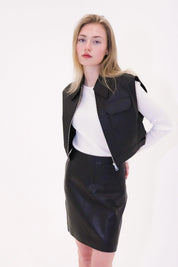 Cropped gilet made of vegan leather