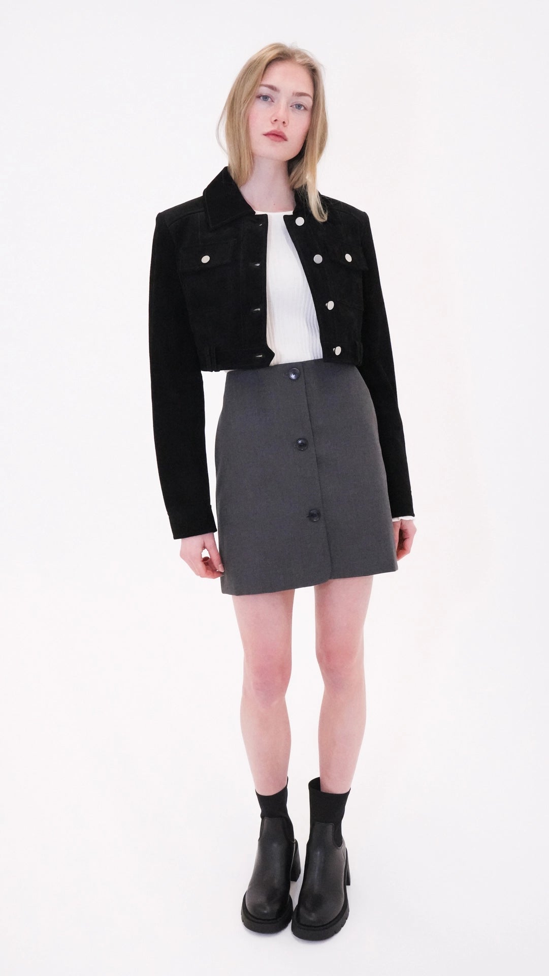Cropped Jacke aus Veloursleder