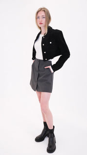 Cropped Jacke aus Veloursleder