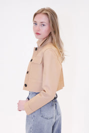 Cropped leather jacket