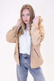 Wildlederjacke mit Kapuze