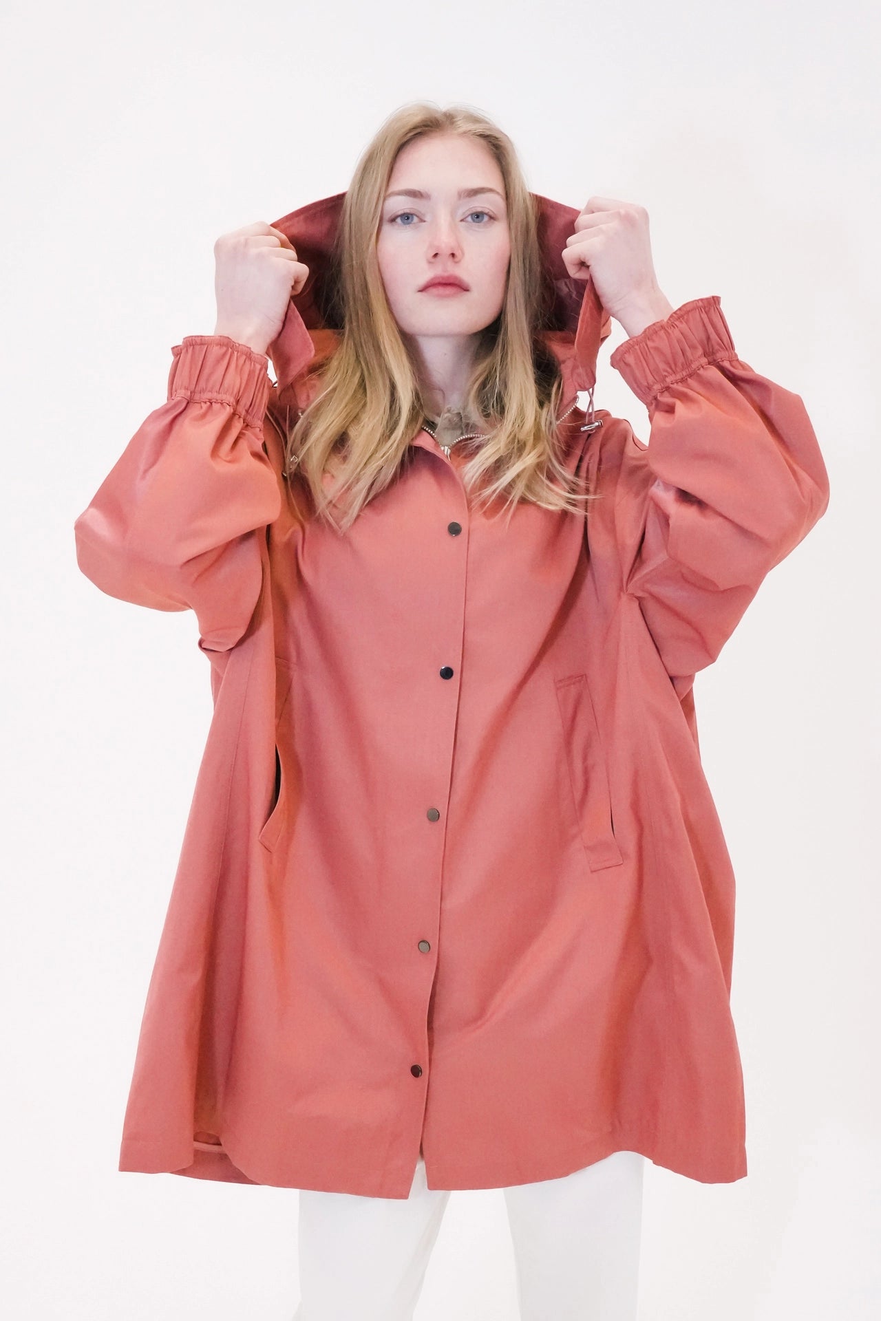Minimalist hooded trench jacket