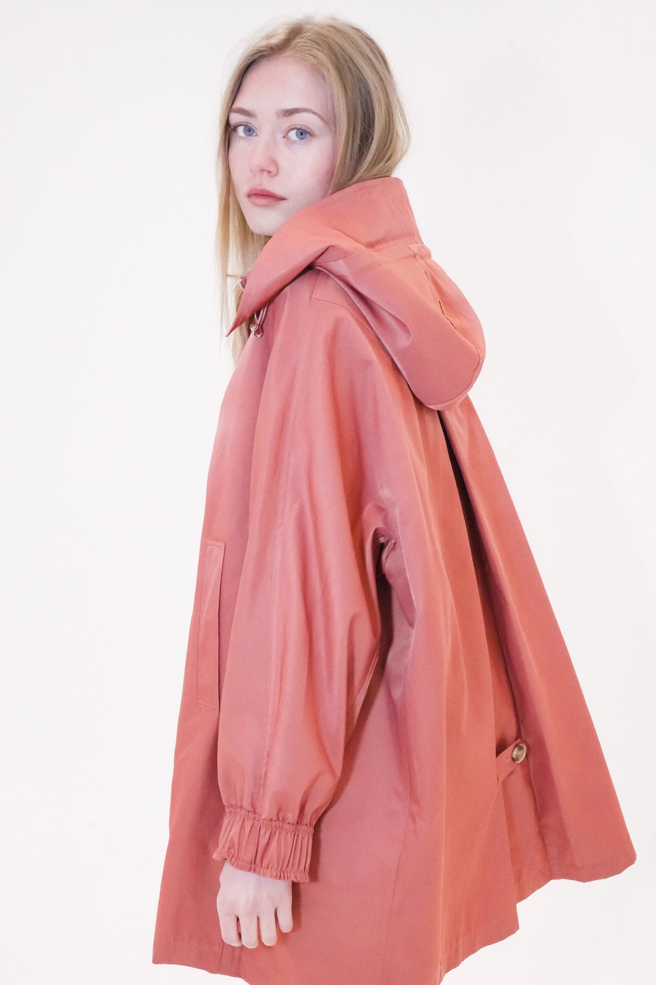 Minimalist hooded trench jacket