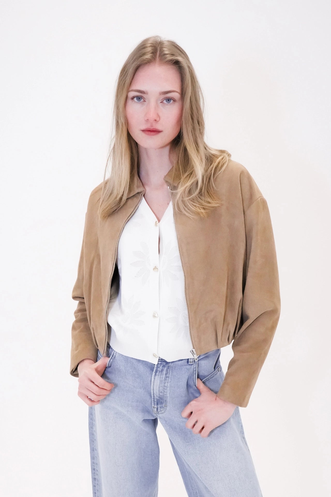 Cropped Wildlederjacke