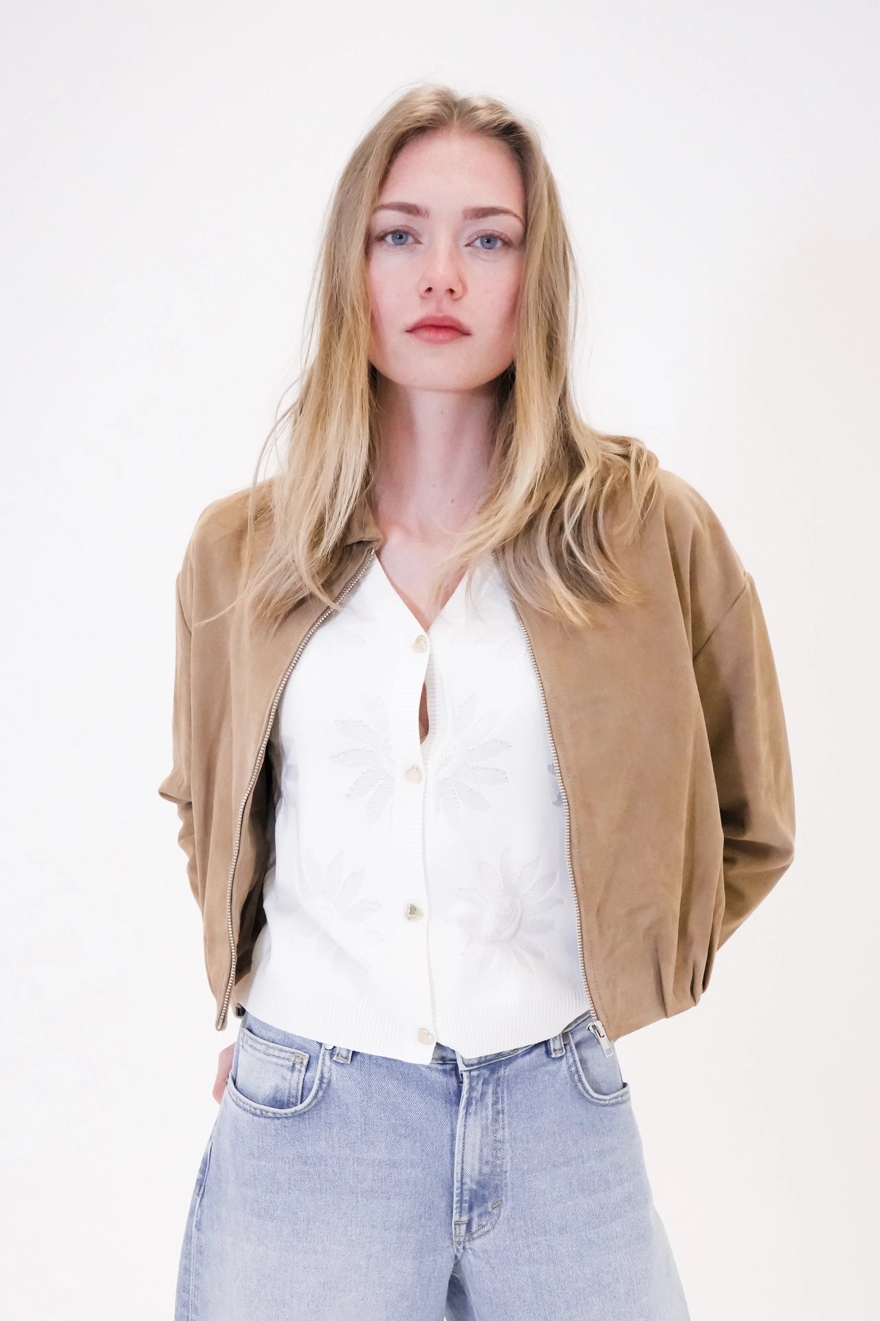 Cropped Wildlederjacke