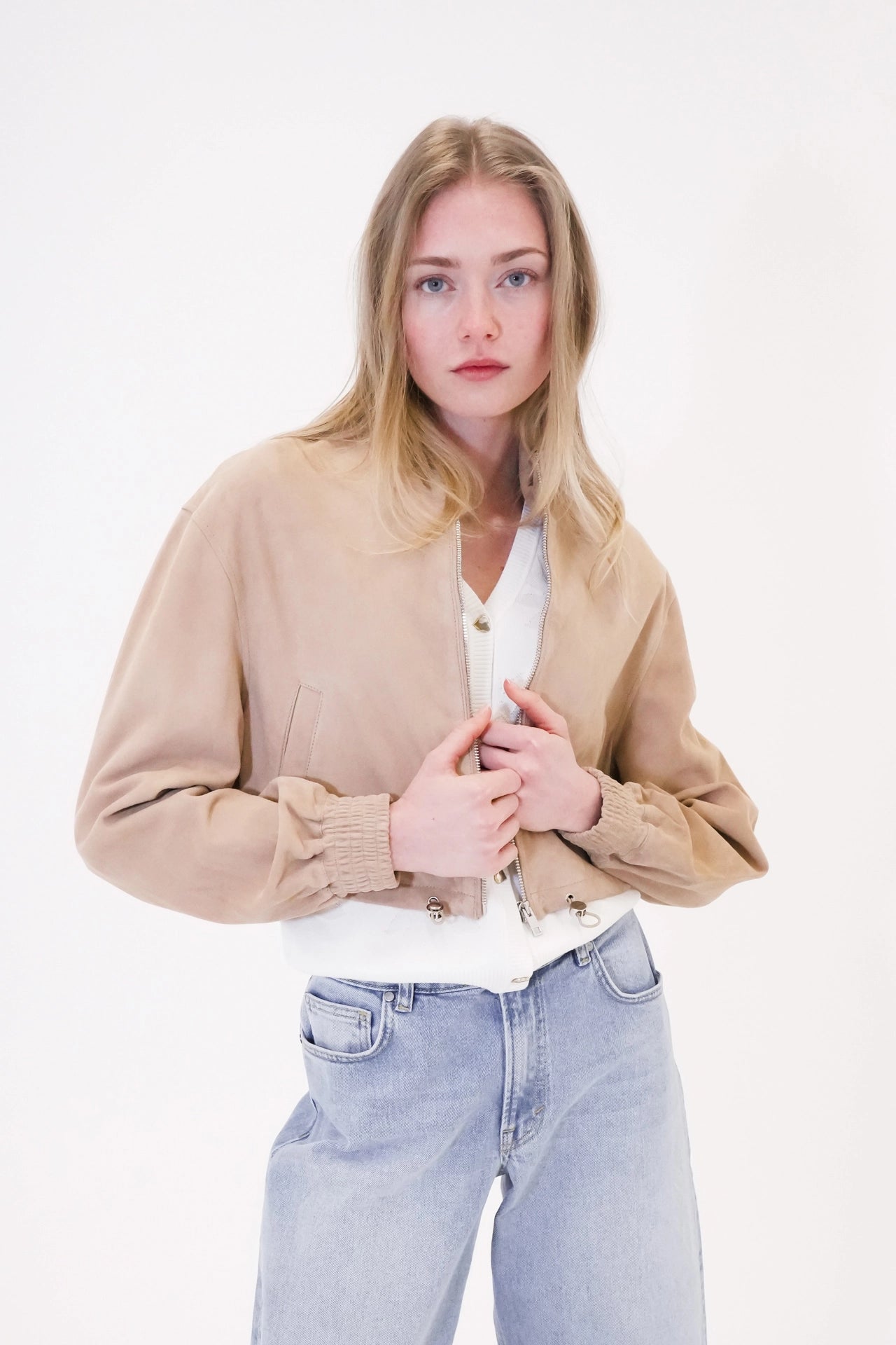 Kurze Velourslederjacke