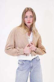 Kurze Velourslederjacke