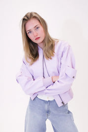 Leather utility bomber jacket