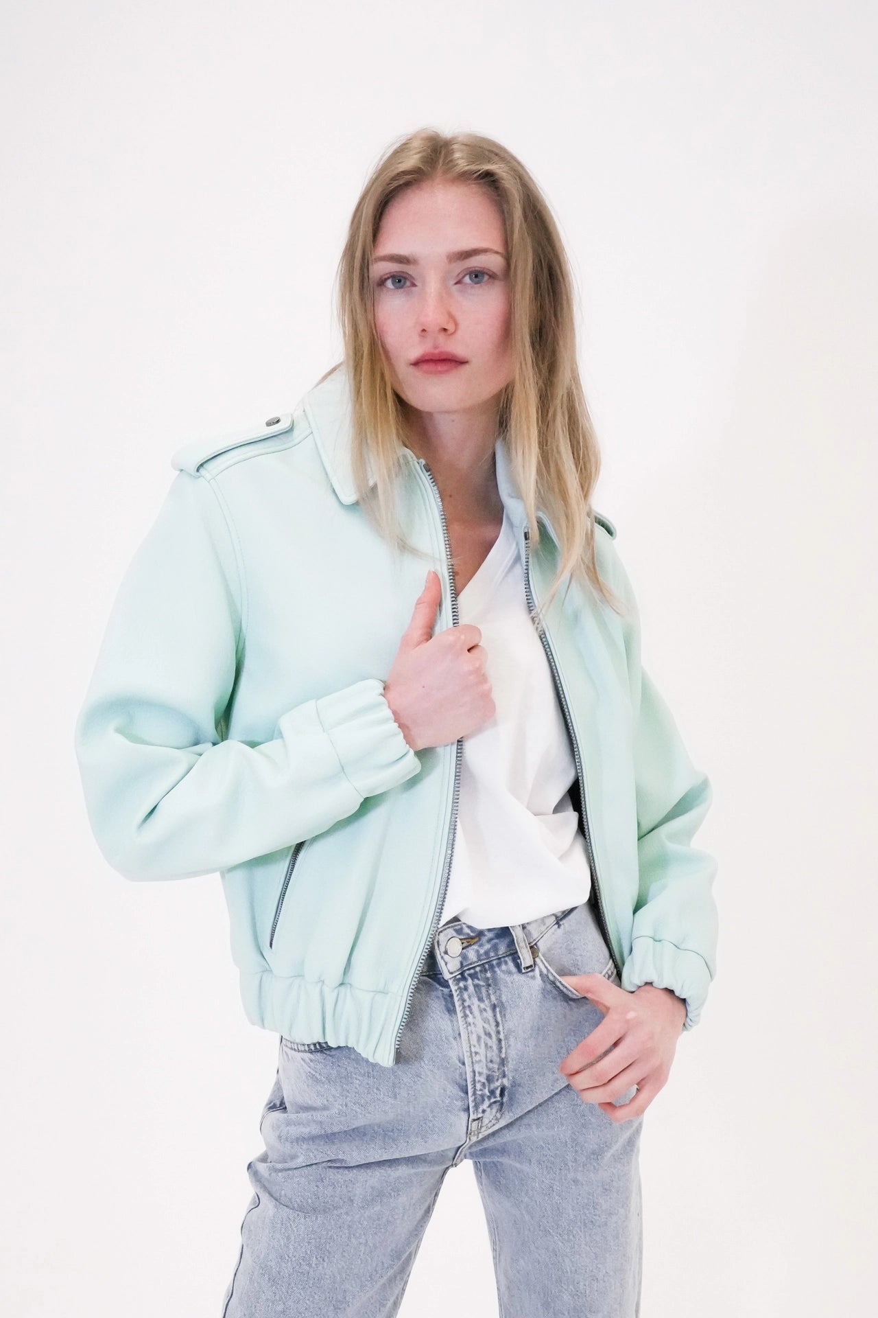 Bomber leather jacket